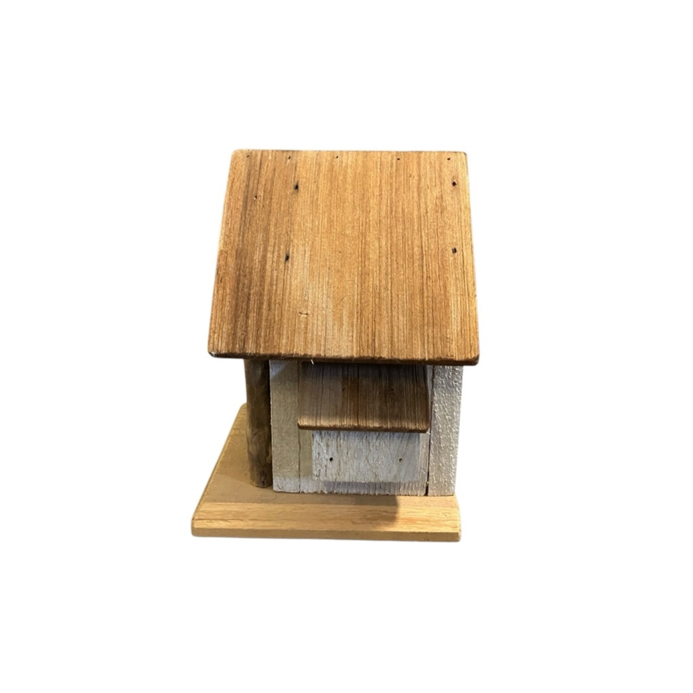 Handcrafted Wood Birdhouse - White & Brown Rustic House. 11x10 inches - Picture 7 of 8